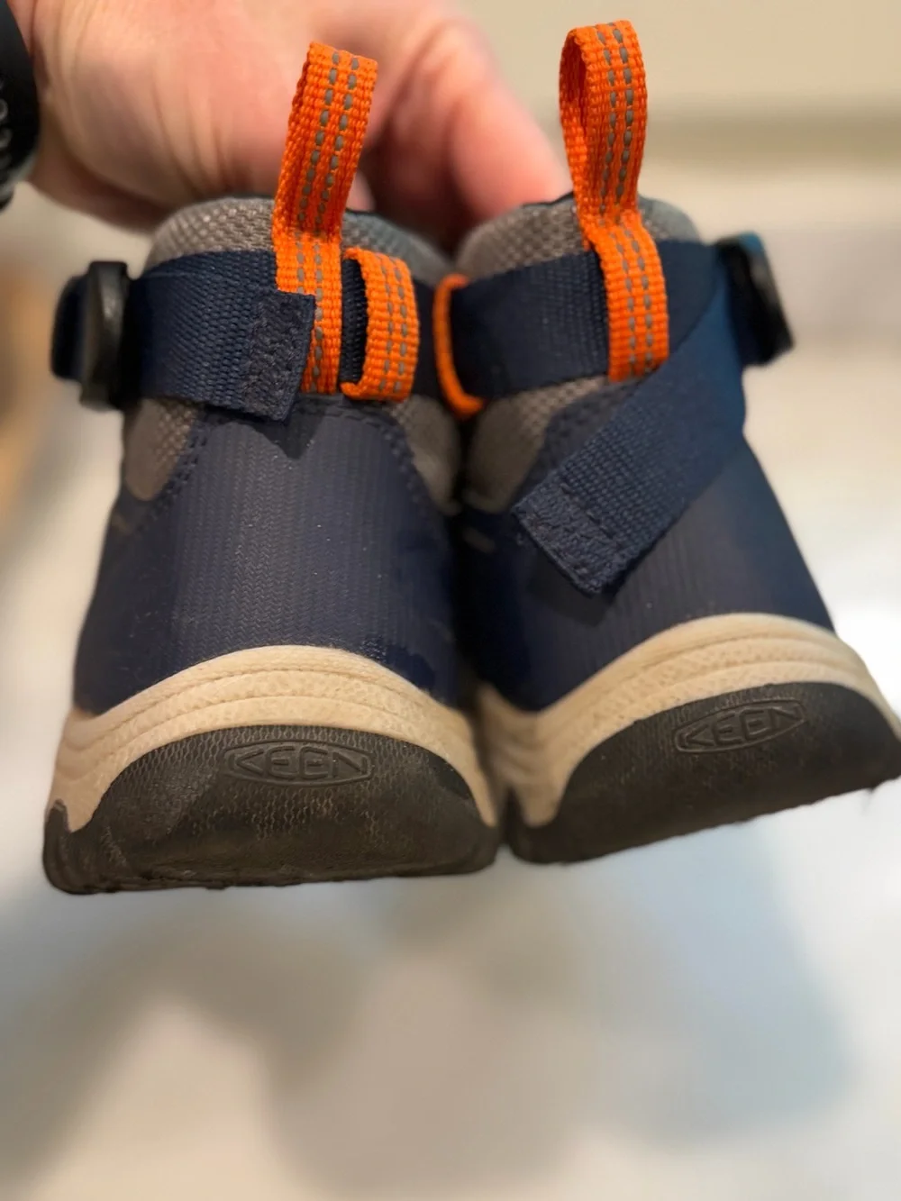KEEN Targhee Boundless Hiking Boots Boys Size 2 Big Kid Navy Gray Easy-On Shoes